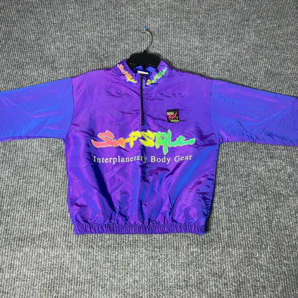 Vintage Surf Style Interplanetary Body Gear Jacket Kids 10-12 Purple Iridescent